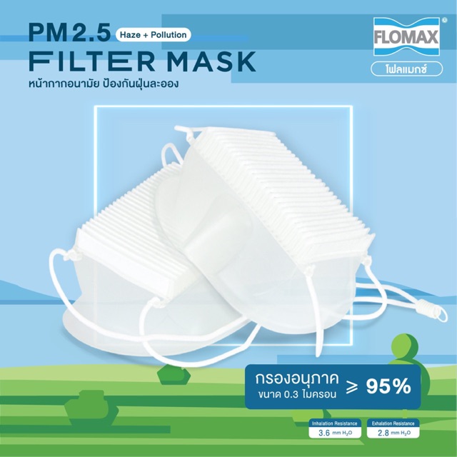 หน้ากากอนามัย Flomax /Pm2.5 /N95 /Filtermask