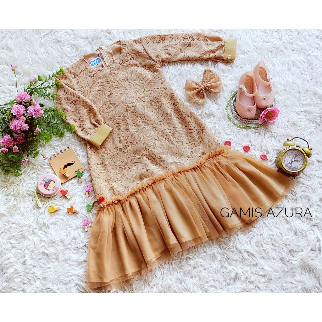 AZURA GAMIS DRESS สําหรับ CHILDREN 6-7 YEARS OLD, BROWN COLOR <READYSTOCK>