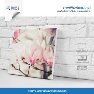 ภาพพิมพ์แคนวาสพรีเมี่ยม รูปดอกไม้ชมพู รูปตกแต่งบ้าน ความละเอียดสูง 2400x2400dpi