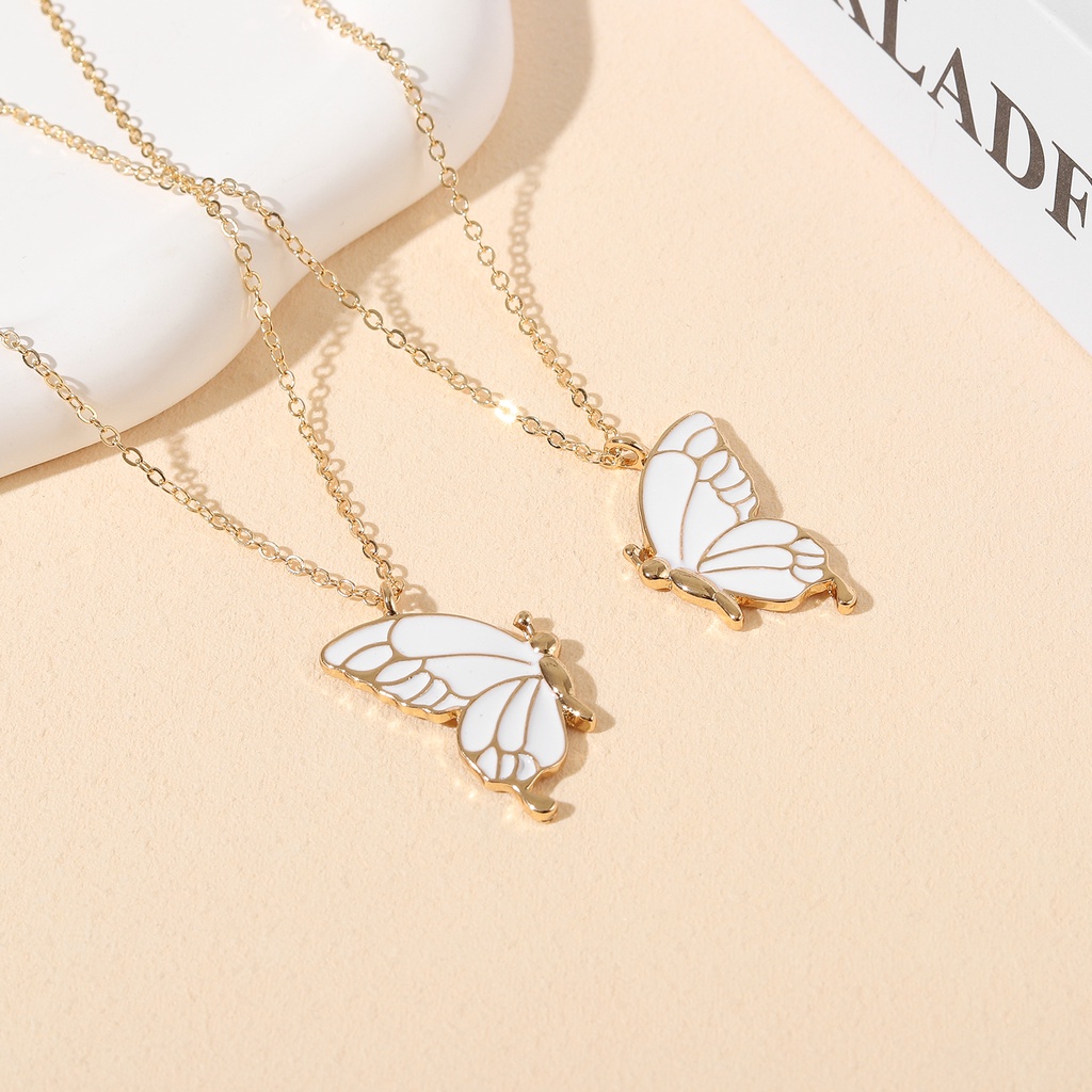 Qihejewelry สร้อยคอคู่รัก ลายผีเสื้อ สําหรับเพื่อน เสื้อผ้า เครื่องประดับ