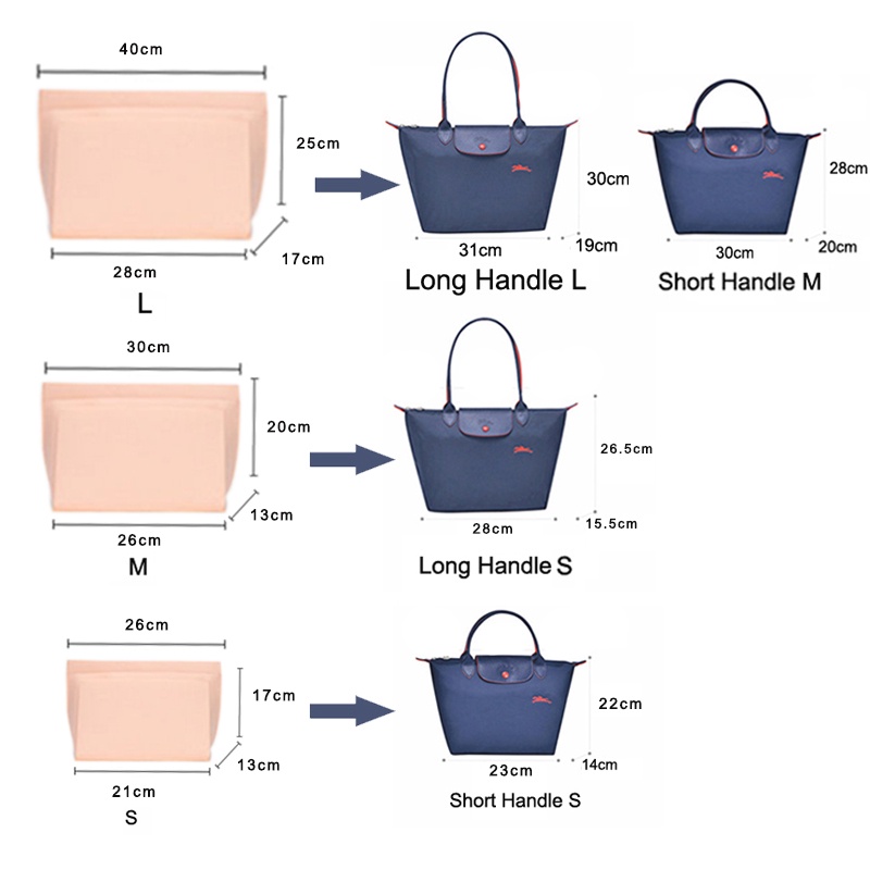 LONGCHAMP กระเป๋าถือ กระเป๋าเครื่องสําอาง ผ้าสักหลาด แบบพกพา สําหรับเดินทาง