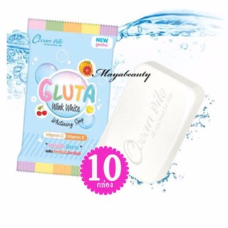 Wink White Gluta Whitening Soap สบู่กลูต้าผสมวิตามินC&amp;E ขนาด85g.(10ก้อน)#1503