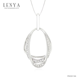 Lenya Jewelry จี้ดีไซน์เรียบง่ายแต่แฝงไปด้วยความเก๋ ประดับเพชร DiamondLike เรียงแถวสวยงาม บนตัวเรือนเงินแท้ชุบทองคำขาว