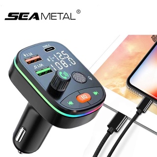 เครื่องเล่น MP3 บลูทูธ 5.0 USB Type C หน้าจอคู่ แฮนด์ฟรี ส่งสัญญาณ FM สําหรับรถยนต์