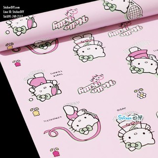 Wallpaper sticker วอลเปเปอร์แบบกาวในตัว HELLO KITTY 2B(หน้ากว้าง45cm.xยาว10m.)