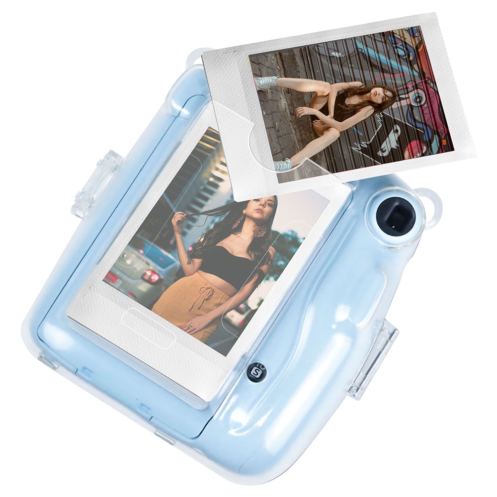 กระเป๋าเคสคริสตัลใส พร้อมกระเป๋า สายคล้อง สติกเกอร์ และสายคล้อง สําหรับ Fujifilm Instax Mini 11 (ไม่รวมกล้อง)