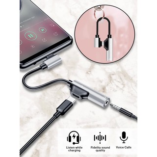 Audio Adapter สำหรับมือถือระบบ IOS และ Type-C 2 in 1 Type C to 3.5 mm หูฟัง AUX Audio and Charge Adapter