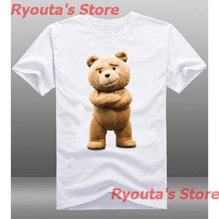 Ryoutas Store 2022 ใหม่เสื้อยืดลําลองสําหรับผู้ชายแขนสั้นคอกลมสีขาวพิมพ์ลาย Cute Movie Ted 2 เสื้อยืดผ้าฝ้าย