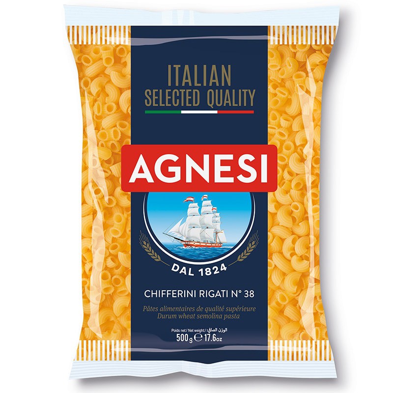 AGNESI แอคเนซี พาสต้า ข้องอ  500 กรัม (8001200139387)