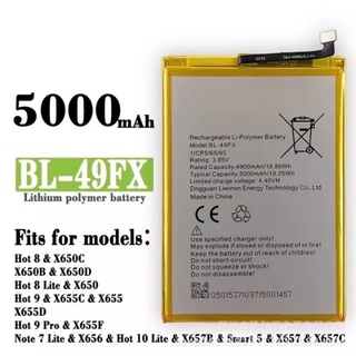 แบตเตอรี่ แท้ Infinix BL-49FX แบตเตอรี่ Infinix Hot 8/ Hot 9 Batteryรุ่น BL-49FX/5000mAh รับประกัน 3เดือน ส่งตรงจาก/กทม.