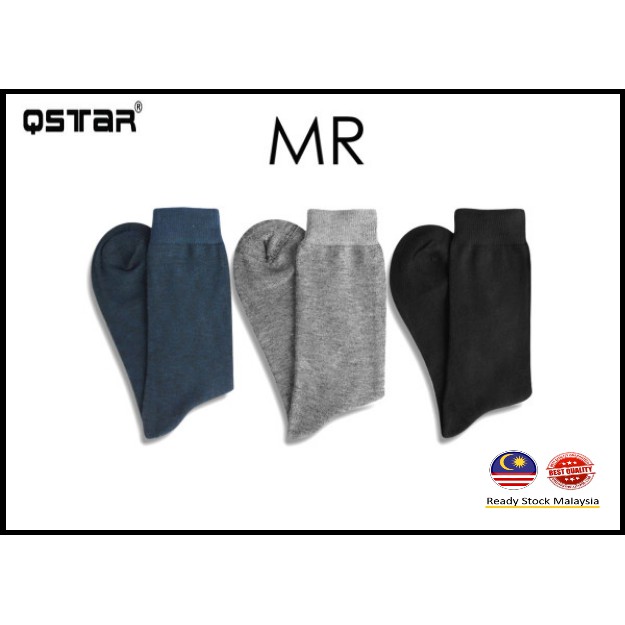 [QSTAR] 3 คู่ MR Comfort Plain Mens Work Crew Socks Stokin Kerja Lelaki