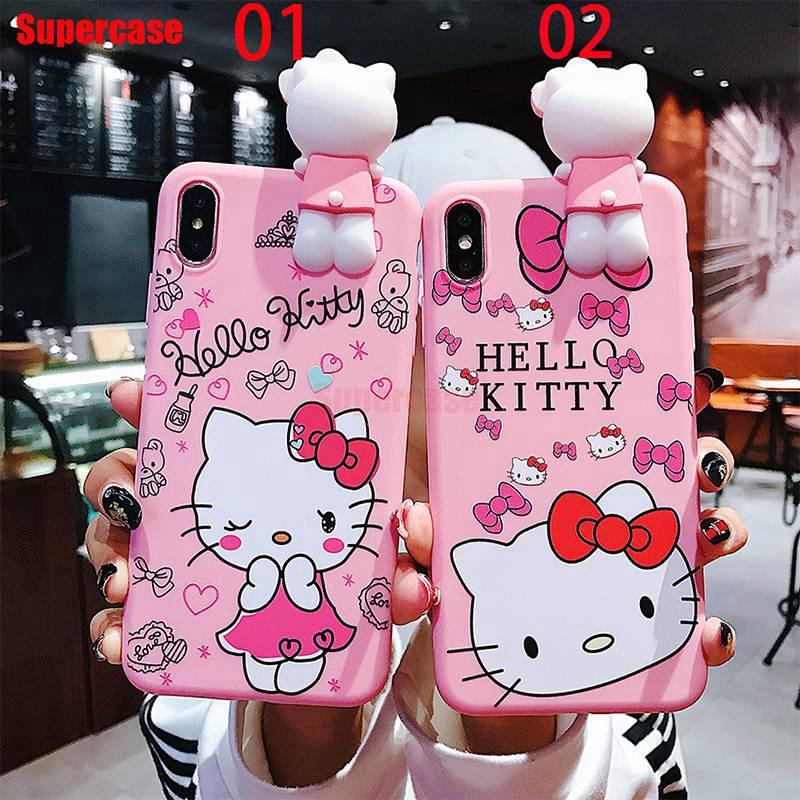 OPPO F5 A71 F1s A39 A57 A37 Neo 9 A7 A5s Case Hello Kitty Cute Cartoon Holder Lanyard Soft TPU Silicone Cover