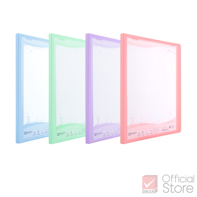 Elephant แฟ้ม แฟ้มโชว์เอกสาร PF01 A4 สีพาสเทล แฟ้มเก็บเอกสาร จำนวน 1 แฟ้ม