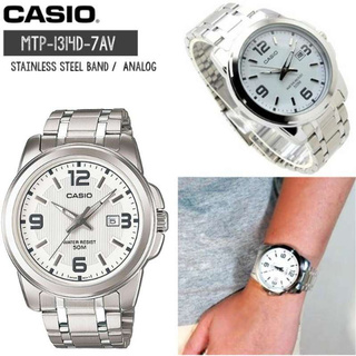 Win Watch shop Casio รุ่น MTP1314D7AVDF นาฬิกาข้อมือคุณผู้ชาย สายสแตนเลส หน้าปัดสีขาว ประกันสินค้า 1 ปีเต็ม