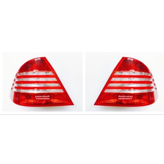 ไฟท้าย MERCEDES BENZ W220 ปี 1998-2006 LED (ไม่มีแผง LED) ฝาขาว แดง ไม่มีขั้วไฟ, DEPO (1 คู่)