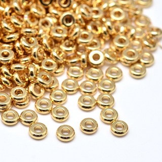 Beadthoven 50pcs Environmental Brass Flat Round Spacer Beads Lead Free &amp; Cadmium Free &amp; Nickel Free Golden 5x2mm Hole: 1mm