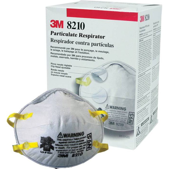 ยกกล่อง! 3M หน้ากากป้องกันฝุ่น ละออง มาตรฐาน N95 รุ่น 8210 (1กล่อง/20ชิ้น)