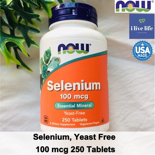 ซีลีเนียม Selenium, Yeast Free 100 mcg 250 Tablets - Now Foods