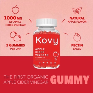 Kovy แอปเปิ้ลไซเดอร์ ไวเนก้าร์ กัมมี่ เยลลี่ลดน้ำหนัก จากต่างประเทศ ACV gummies (60 gummies :1000 mg per gummy)