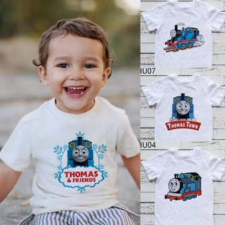 เสื้อยืด พิมพ์ลายการ์ตูน Thomas and Friends แฟชั่นฤดูร้อน สําหรับเด็กผู้ชาย