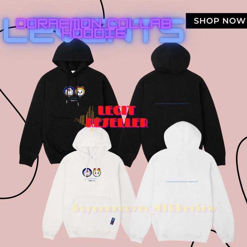 LEVENTS เสื้อฮู้ดของแท้ | DORAEMON COLLARB HOODIE มาพร้อมกระดาษหอม