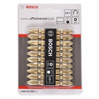 BOSCH ดอกไขควงสองปลาย สีทอง PH2 65 มม.(แพค 10 ดอก) - สีทอง