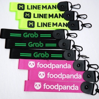 พวงกุญแจ Line man Grab foodpanda สายคล้องกุญแจ สายคล้องโทรศัพท์ สายคล้องคอ พวงกุญแจคล้องคอ (แบบสั้น&amp;แบบยาว)