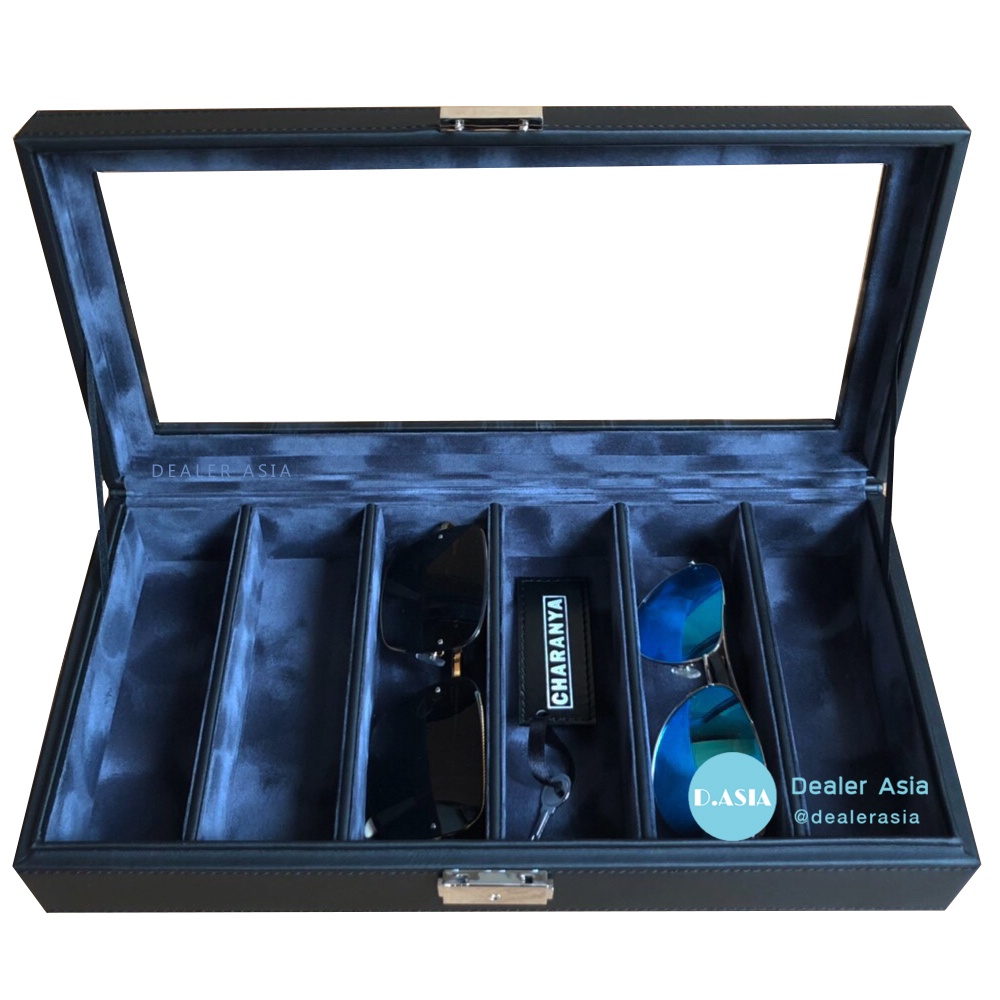 กล่องแว่นตา 6 ช่อง สวยหรู พรีเมี่ยม วัสดุดี กล่องหนัง กำมะหยี่ Sunglasses Storage box CHRV6_L_K ราคา ถูกที่สุด ดีลบีเคเค