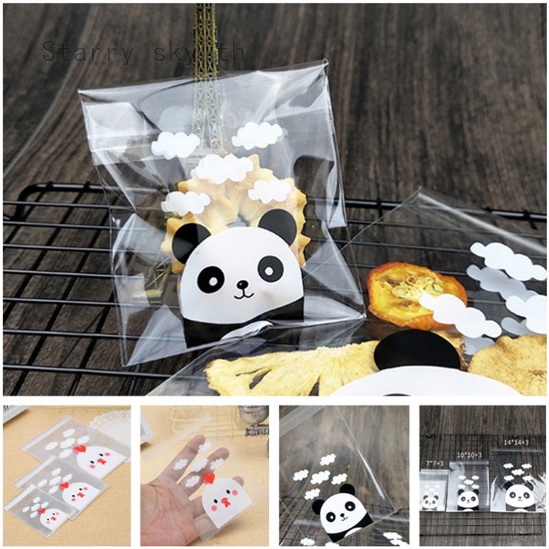 100pcs Cute Panda//Chick Plastic Candy Bags Clear Self-adhesive Party Gift Bags