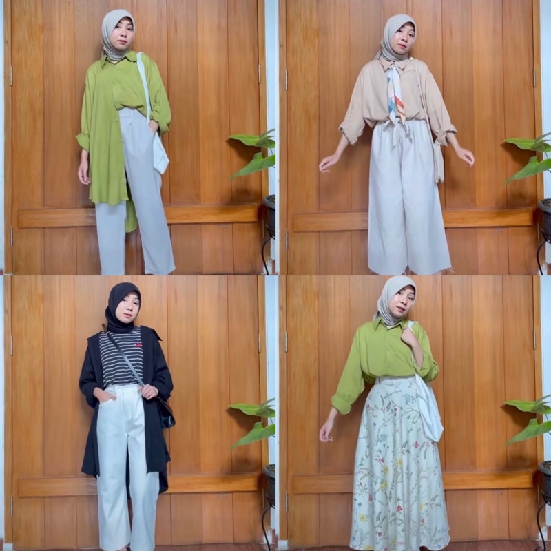 KEMEJA FARIVA - เสื้อเชิ้ต Yuki Oversize ผ้าเรยอน Twill Uniqlo Premium Shirt