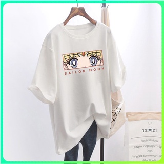 เสื้อยืดผ้าฝ้ายพิมพ์ลายขายดี เสื้อยืดผ้าฝ้ายพิมพ์ลายคลาสสิกKawaii Sailor Moon Anime Graphic Cartoon T Shirts Summer Blac