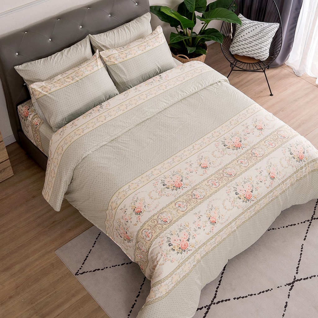 SB Design Square Lucky ชุดผ้าปูที่นอนพร้อมผ้านวม Micro Touch Flower Style Collection ขนาด 6 ฟุต ลาย MD 008