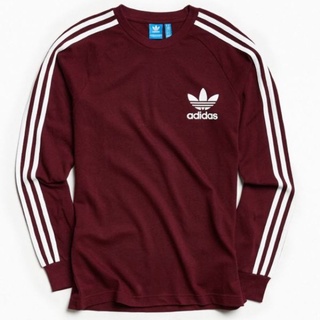 Adidas เสื้อยืด แขนยาว 3 แถบ - สีมาการอง