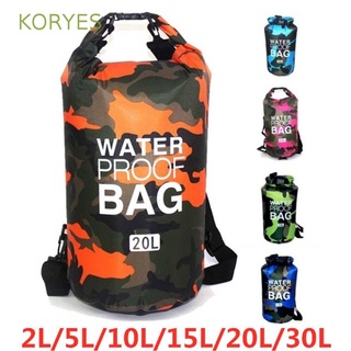 KORYES Lightweight Bag Waterproof Dry Bag Kayaking PVC Waterproof Backpack Camouflage  Dry Bag Portable Folding Storage Bag Outdoor 2/5/10/15L/20L For Boating,Camping Rafting,Hiking Diving Dry Sack/Multicolor