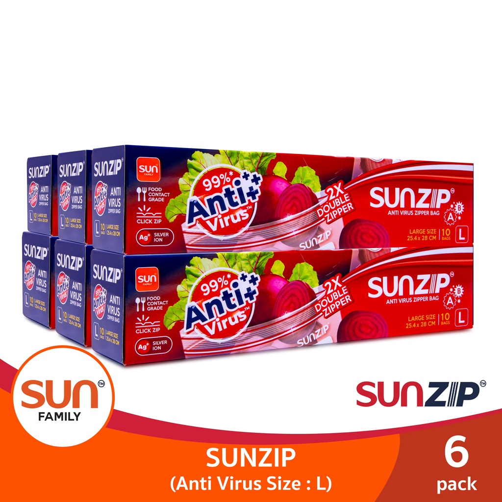 ถุงซิปแอนตี้ไวรัส Size L (จำนวน 6 แพค 12 แพค) ยับยั้งการเจริญเติบโตของ ...