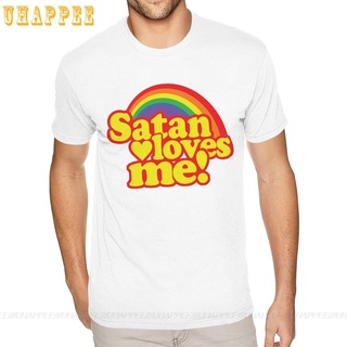 เสื้อยืดแขนสั้น ผ้าฝ้าย พิมพ์ลาย Satan Loves Me คุณภาพดี สําหรับผู้ชาย ขนาด: S-4XL