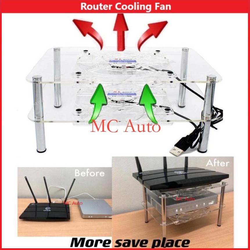 คุณภาพสูง พัดลมเราเตอร์ Cooler Pad Router พัดลมระบายความร้อน Modem Cooler พัดลม Router Rack Kipas Ro