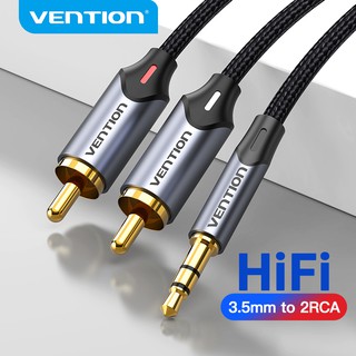 Vention 3 . 5 มม. To 2 RCA อะแดปเตอร์สายเคเบิ้ลเสียง Male To Male สําหรับลําโพง Power Amplifier BCN