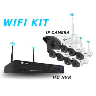 Hi-view กล้องวงจรปิด กล้องไอพี IP Camera  กล้องวงจรปิดไร้สาย พร้อมติดตั้ง SET8