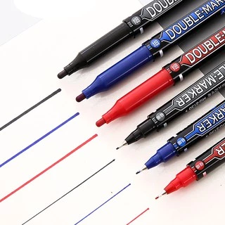 ปากกาเขียนแผ่นซีดี ลบไม่ได้ 2 หัว ตราเอ็มแอนด์จี M&G สีดำ แดง น้ำเงิน รุ่น 2130 permanent marker