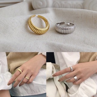 S925 พร้อมส่ง Twisted Ring แหวนสไตล์เกาหลี สีเงิน/ทอง