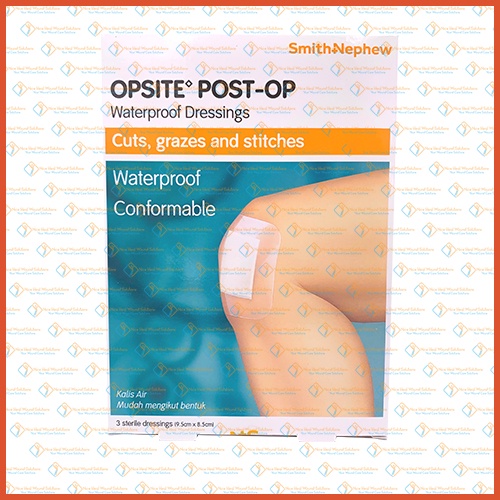 Smith&Nephew Opsite Post-Op Waterproof Dressing 9.5cm x 8.5cm (1 กล่อง 3s)