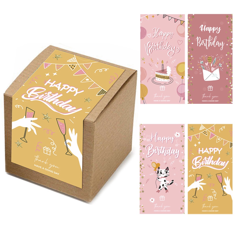[พร้อมส่ง ] สติ๊กเกอร์ “Happy Birthday. Thank You & Have a good day” (แพค50ดวง)