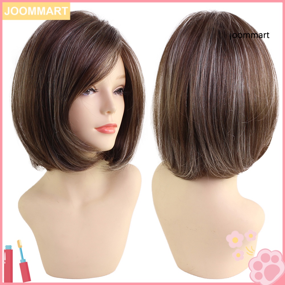JMWomen Chemical Fiber Brown Short Straight Hairpiece Wig Party Cosplay