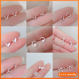 COCOJEWELRY เครื่องประดับ ต่างหูสตั๊ด เงิน 925 สไตล์เกาหลี สําหรับผู้หญิง