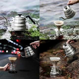 COD ชุดดริปกาแฟ กาดริป กาดริปกาแฟ กาต้มน้ำสแตนเลส กาต้มน้ำแคมป์ปิ้ง Gooseneck Kettle ผลิตจากสแตนเลส 1/1.2L