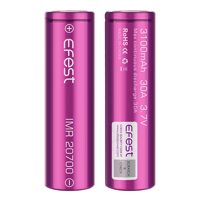 (2ก้อน)ถ่านชาร์จEfest IMR 18650 3100mAh 20A 3.7V ถ่านชาร์จคุณภาพสูง รับประกัน 3 ปีจากผู้ผลิต