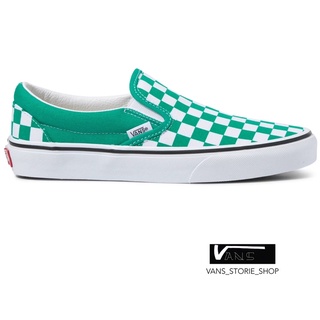 VANS SLIP ON CHECKERBOARD PEPPER GREEN TRUE WHITE SNEAKERS สินค้ามีประกันแท้