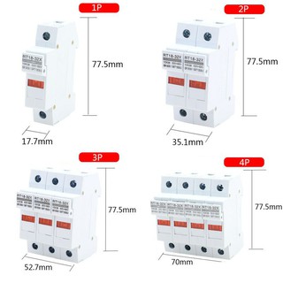 RT18-32X ฐานฟิวส์พร้อมไฟแสดงสถานะตัวยึดฟิวส์ 10 * 38  1P 2P 3P 4P