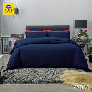 [New2020] Satin Plus ใหม่นุ่มมาก ชุดผ้าปูที่นอน 6 ฟุต 5 ฟุต  มี 5 ชิ้น (ไม่รวมนวม) PS011 Navy blue